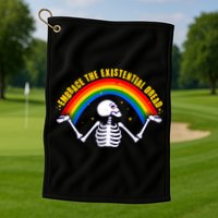 Funny Skeleton Embrace The Existential Dread Golf Towel