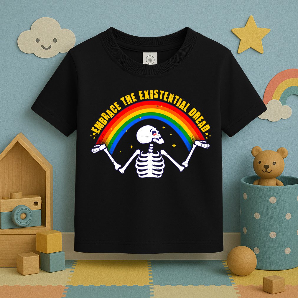 Funny Skeleton Embrace The Existential Dread Toddler T-Shirt