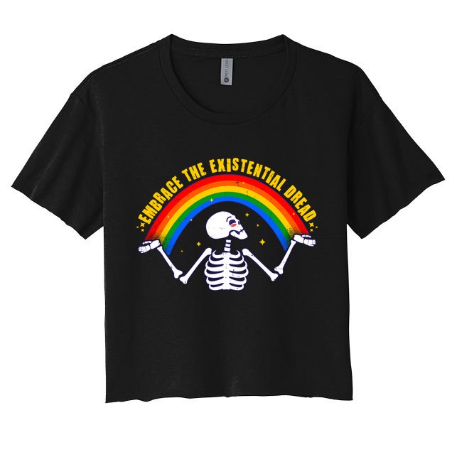 Funny Skeleton Embrace The Existential Dread Crop Top