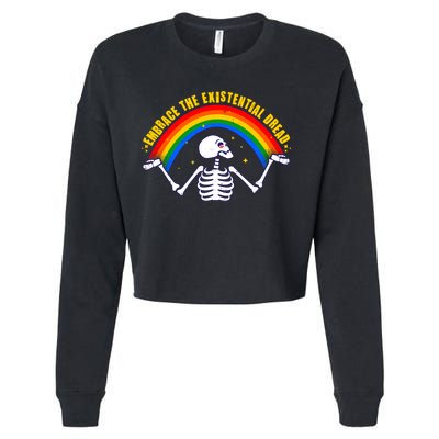 Funny Skeleton Embrace The Existential Dread Cropped Pullover Crew