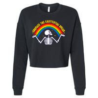 Funny Skeleton Embrace The Existential Dread Cropped Pullover Crew