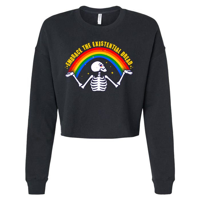Funny Skeleton Embrace The Existential Dread Cropped Pullover Crew
