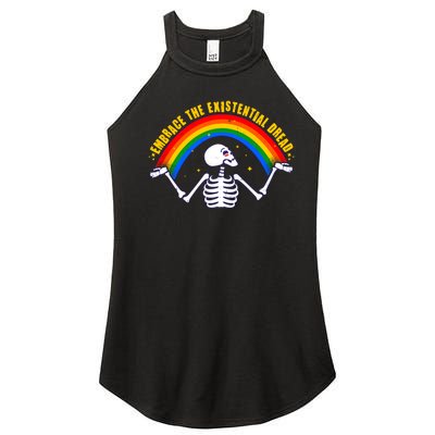 Funny Skeleton Embrace The Existential Dread Women’s Perfect Tri Rocker Tank