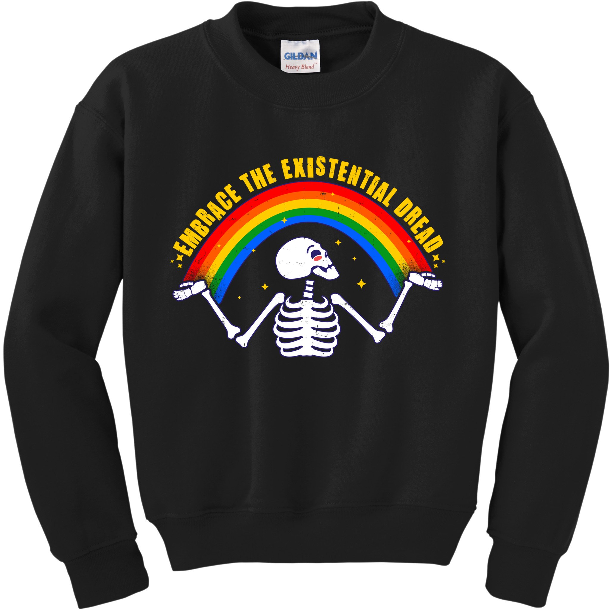 Funny Skeleton Embrace The Existential Dread Kids Sweatshirt