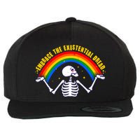 Funny Skeleton Embrace The Existential Dread Wool Snapback Cap