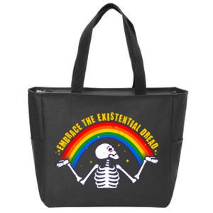 Funny Skeleton Embrace The Existential Dread Zip Tote Bag