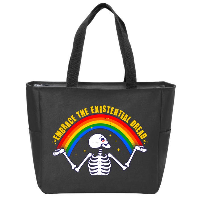 Funny Skeleton Embrace The Existential Dread Zip Tote Bag