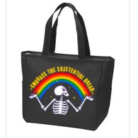 Funny Skeleton Embrace The Existential Dread Zip Tote Bag