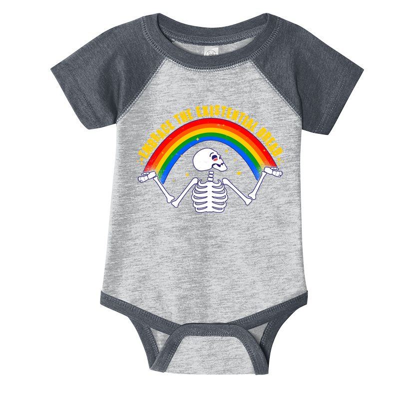 Funny Skeleton Embrace The Existential Dread Infant Baby Jersey Bodysuit