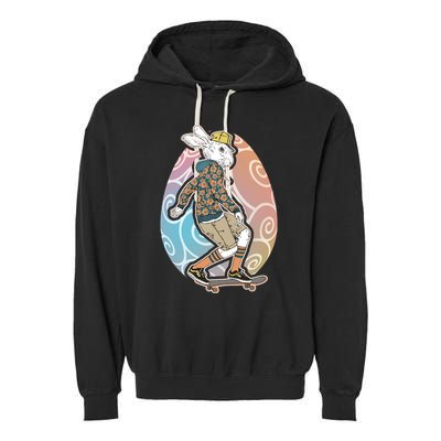 Funny Skateboarding Easter Bunny Rabbit Garment-Dyed Fleece Hoodie