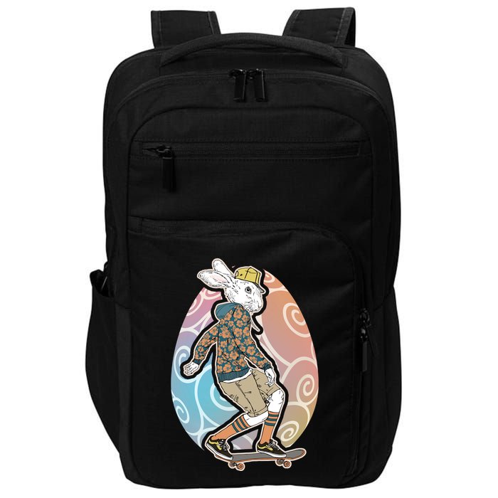 Funny Skateboarding Easter Bunny Rabbit Impact Tech Backpack