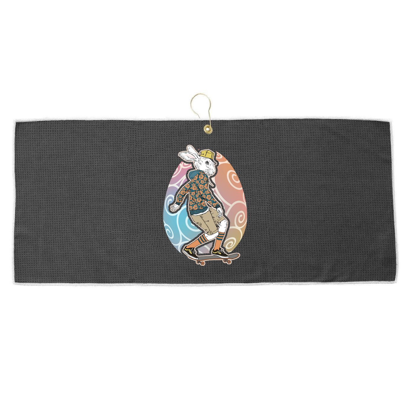 Funny Skateboarding Easter Bunny Rabbit Large Microfiber Waffle Golf Towel