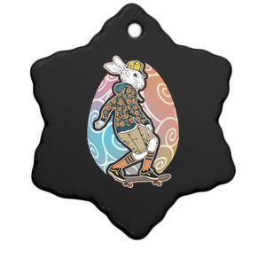 Funny Skateboarding Easter Bunny Rabbit Ceramic Star Ornament