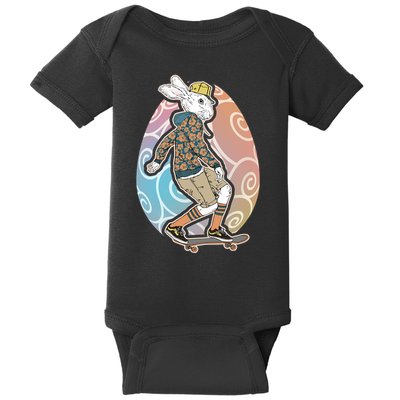 Funny Skateboarding Easter Bunny Rabbit Baby Bodysuit