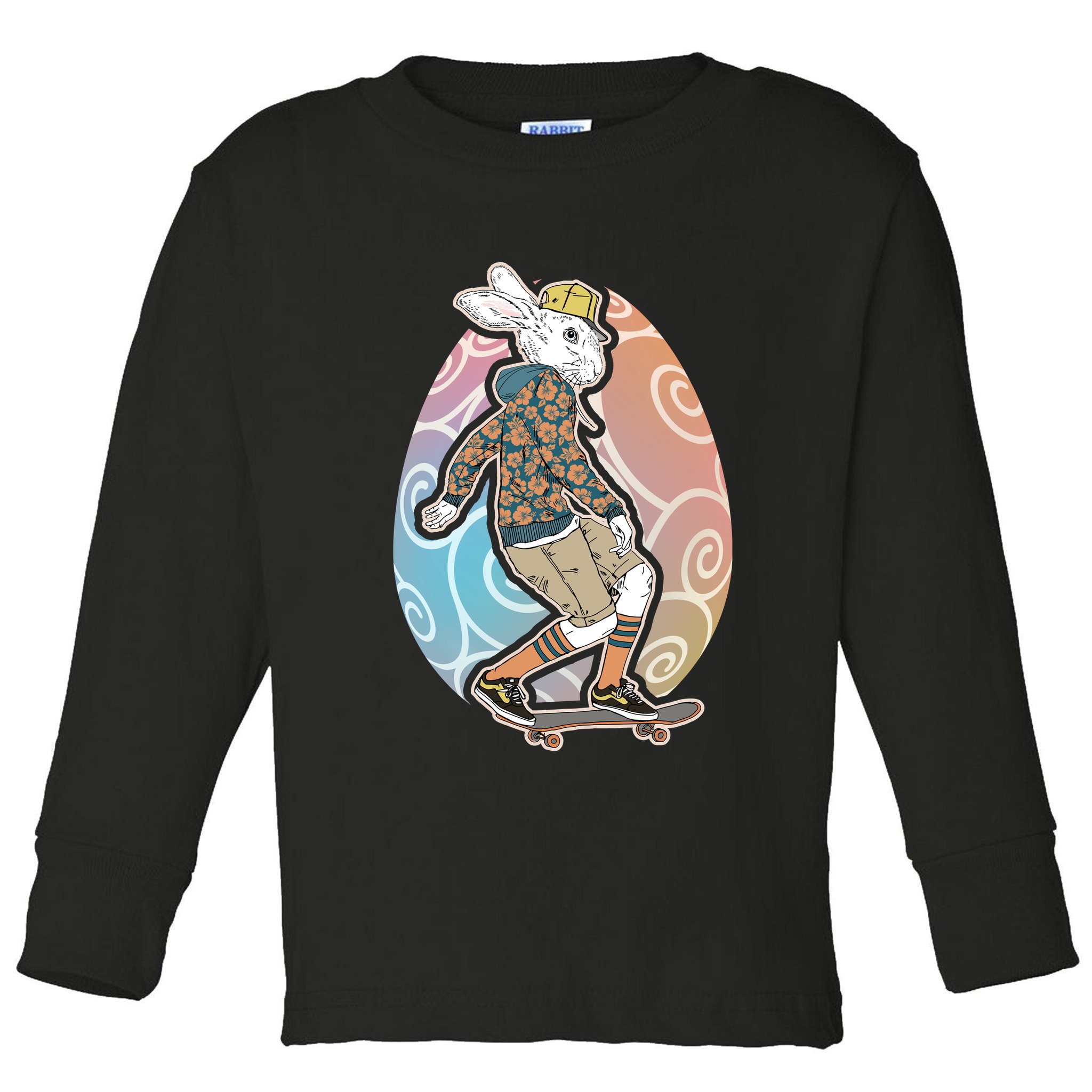Funny Skateboarding Easter Bunny Rabbit Toddler Long Sleeve Shirt