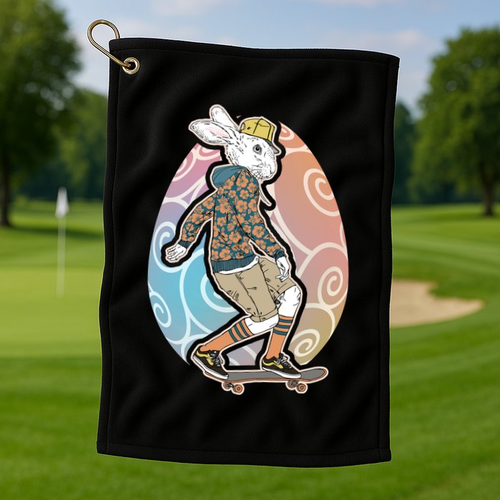 Funny Skateboarding Easter Bunny Rabbit Golf Towel