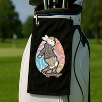Funny Skateboarding Easter Bunny Rabbit Golf Towel