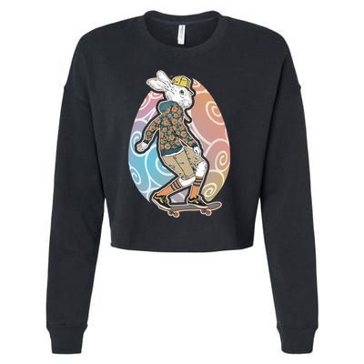 Funny Skateboarding Easter Bunny Rabbit Cropped Pullover Crew