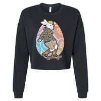 Funny Skateboarding Easter Bunny Rabbit Cropped Pullover Crew