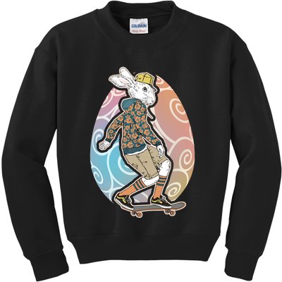 Funny Skateboarding Easter Bunny Rabbit Kids Sweatshirt