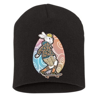 Funny Skateboarding Easter Bunny Rabbit Short Acrylic Beanie