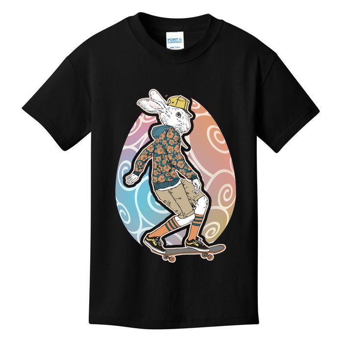Funny Skateboarding Easter Bunny Rabbit Kids T-Shirt