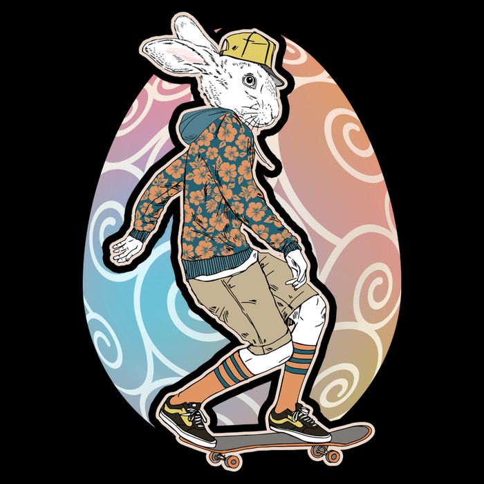 Funny Skateboarding Easter Bunny Rabbit Kids T-Shirt