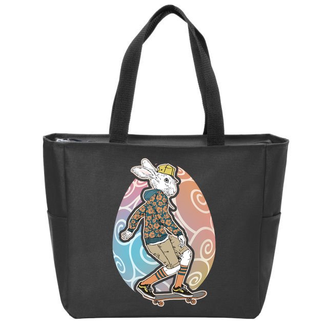 Funny Skateboarding Easter Bunny Rabbit Zip Tote Bag