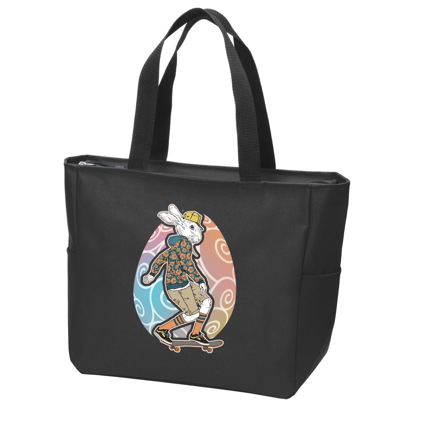 Funny Skateboarding Easter Bunny Rabbit Zip Tote Bag