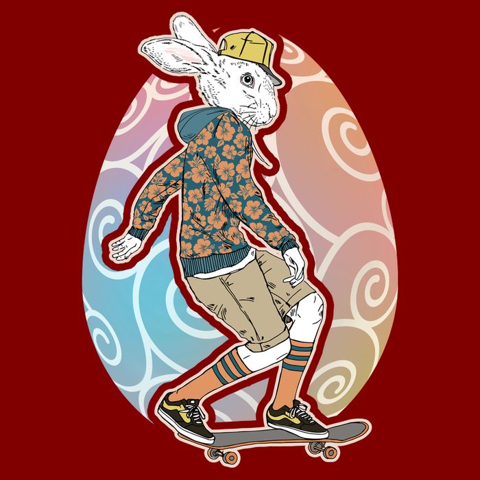 Funny Skateboarding Easter Bunny Rabbit Trucker Hat