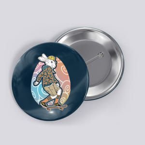 Funny Skateboarding Easter Bunny Rabbit Button