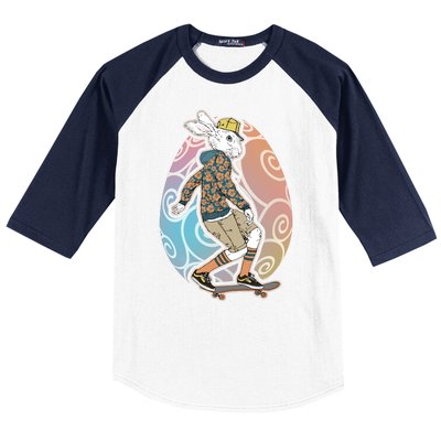 Funny Skateboarding Easter Bunny Rabbit Baseball Sleeve Shirt