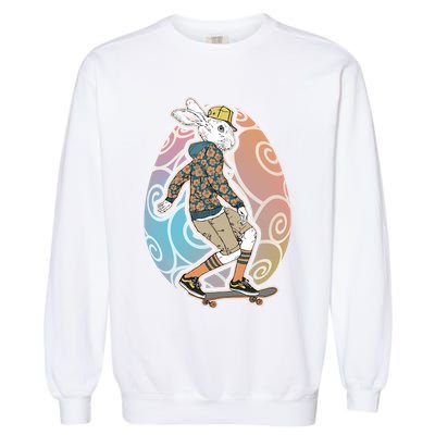Funny Skateboarding Easter Bunny Rabbit Garment-Dyed Sweatshirt