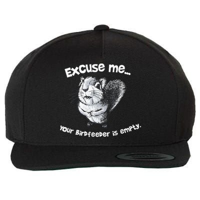 Funny Squirrel Excuse Me Your Birdfeeder Is Empty Wool Snapback Cap