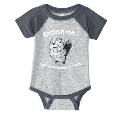 Funny Squirrel Excuse Me Your Birdfeeder Is Empty Infant Baby Jersey Bodysuit