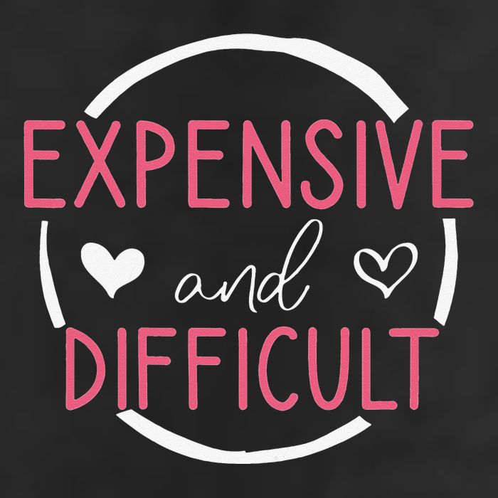 Funny Saying Expensive and Difficult Cute Heart 7 Panel Mesh Trucker Snapback Hat