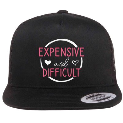 Funny Saying Expensive and Difficult Cute Heart Flat Bill Trucker Hat