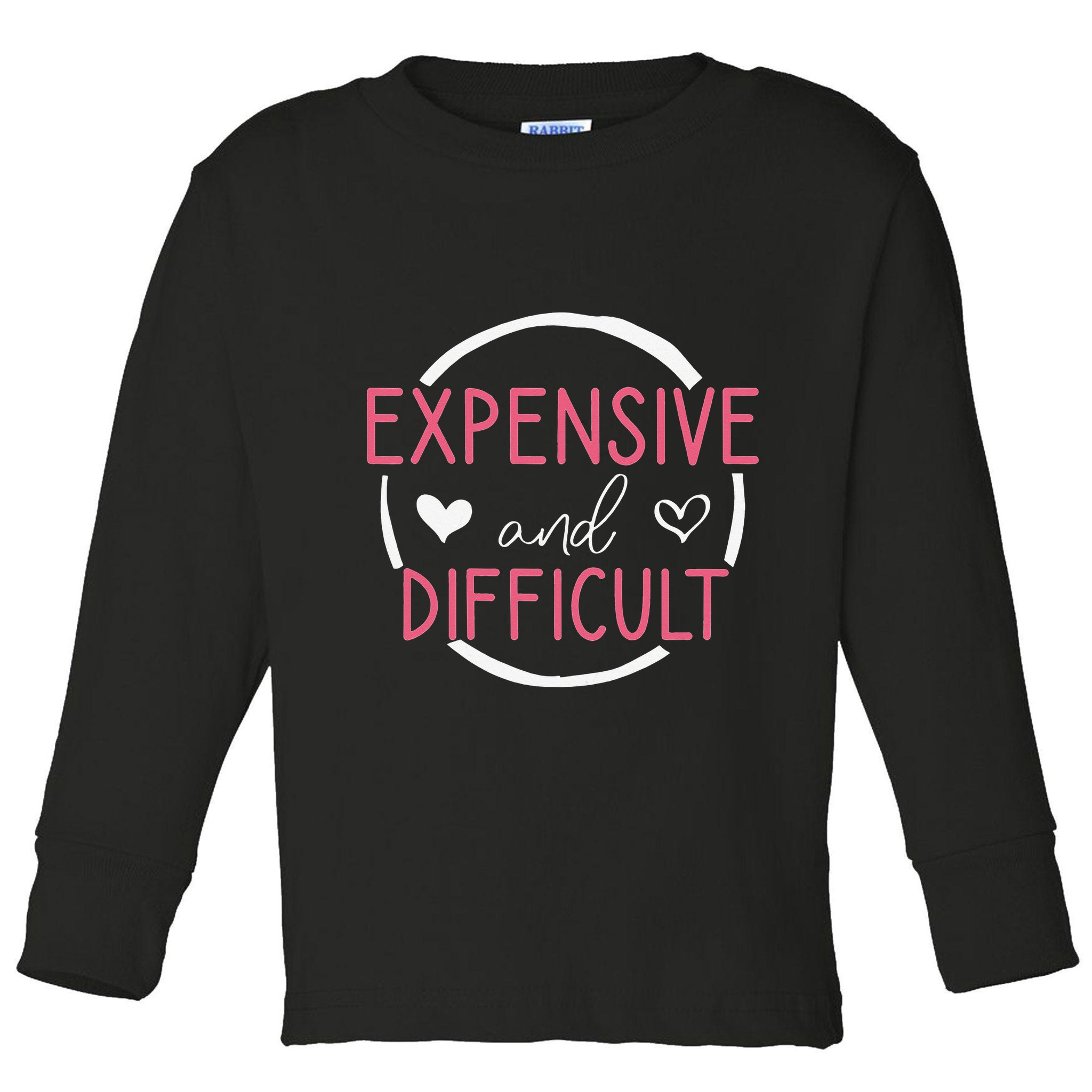 Funny Saying Expensive and Difficult Cute Heart Toddler Long Sleeve Shirt