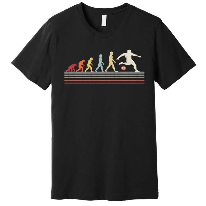 Funny Soccer Evolution Of Man Sport Retro Vintage Gift Premium T-Shirt