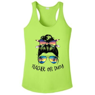 Funny Summer End Of School Year Teacher Off Duty Ladies PosiCharge Competitor Racerback Tank