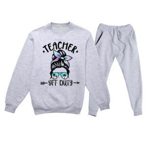 Funny Summer End Of School Year Teacher Off Duty Premium Crewneck Sweatsuit Set