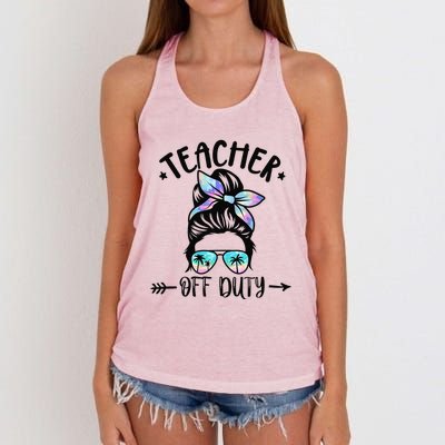 Funny Summer End Of School Year Teacher Off Duty Women's Knotted Racerback Tank