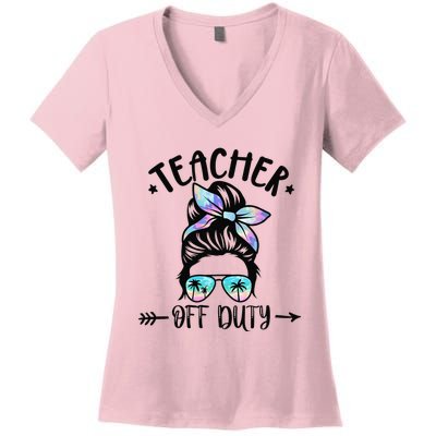 Funny Summer End Of School Year Teacher Off Duty Women's V-Neck T-Shirt