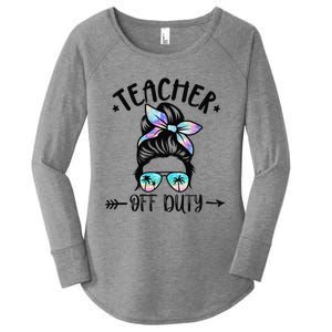 Funny Summer End Of School Year Teacher Off Duty Women's Perfect Tri Tunic Long Sleeve Shirt