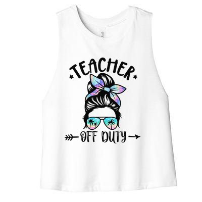 Funny Summer End Of School Year Teacher Off Duty Women's Racerback Cropped Tank