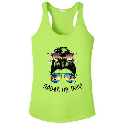 Funny Summer End Of School Year Teacher Off Duty Ladies PosiCharge Competitor Racerback Tank