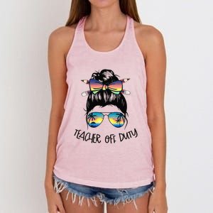 Funny Summer End Of School Year Teacher Off Duty Women's Knotted Racerback Tank