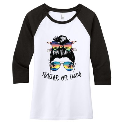 Funny Summer End Of School Year Teacher Off Duty Women's Tri-Blend 3/4-Sleeve Raglan Shirt