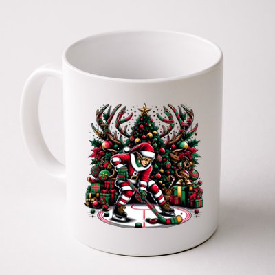 Funny Santa Elf Playing Hockey Christmas Funny Gift Coffee Mug