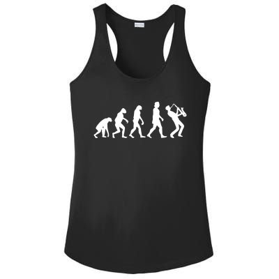 Funny Saxophonist Evolution Saxophone Player Gift Ladies PosiCharge Competitor Racerback Tank